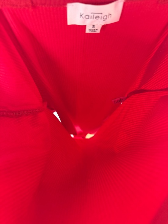 KAILEIGH Raina Ruffle Straps Knit Bodysuit Top - Small - Red - Picture 12 of 14